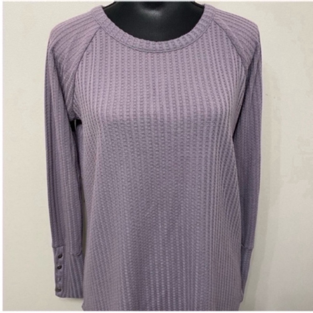 Chaser by Revolve Women's Lavender Waffle Knit Long-Sleeve Top M